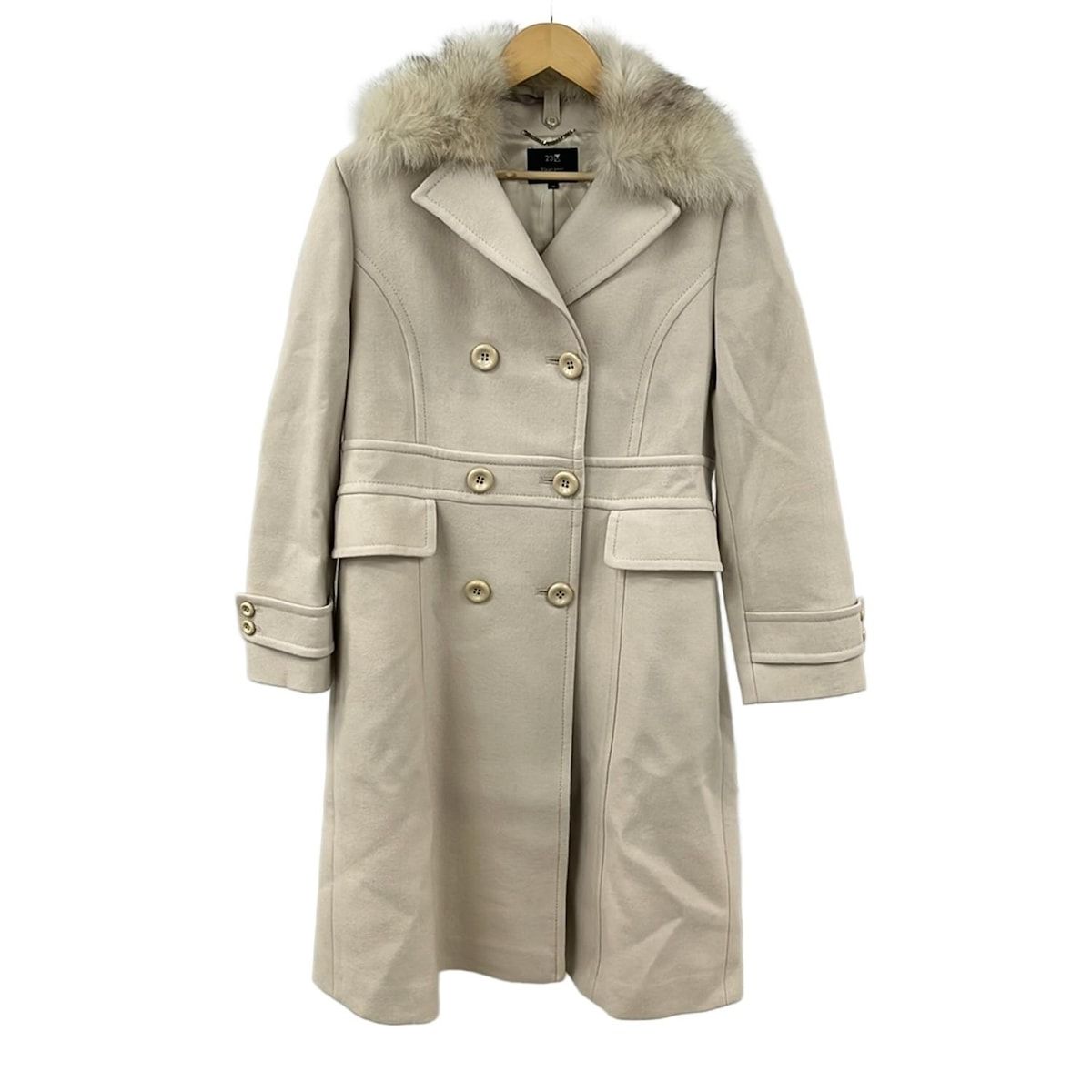 23区 ニジュウサンク コート サイズ48 XL レディース - ベージュ 長袖 フォックス ロング丈 ファー着脱可 秋 冬