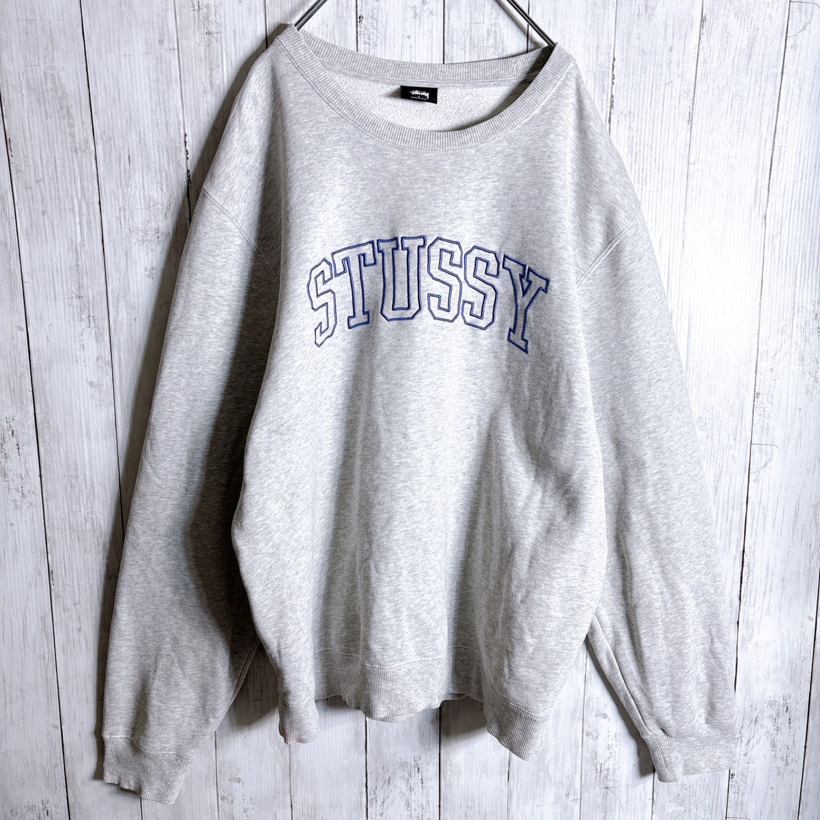 国内正規品】ステューシー STUSSY 古着 グレー パープル 刺繍