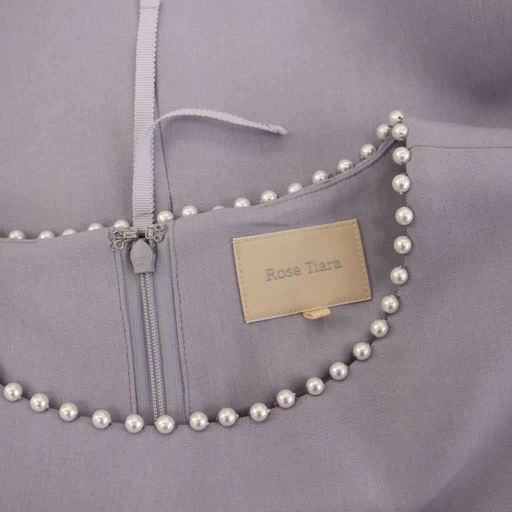 ローズティアラ Rose Tiara 袖プリーツ ワンピース ひざ丈 長袖 パール