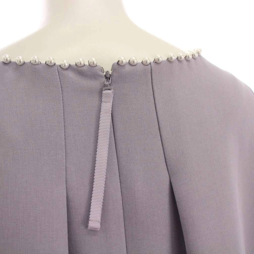 maririnn　新品　ローズティアラ　46 パール　ワンピース　グレー ローズティアラ Rose Tiara 袖プリーツ ワンピース ひざ丈 長袖 パール