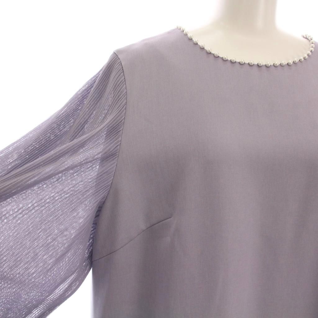 ローズティアラ Rose Tiara 袖プリーツ ワンピース ひざ丈 長袖 パール