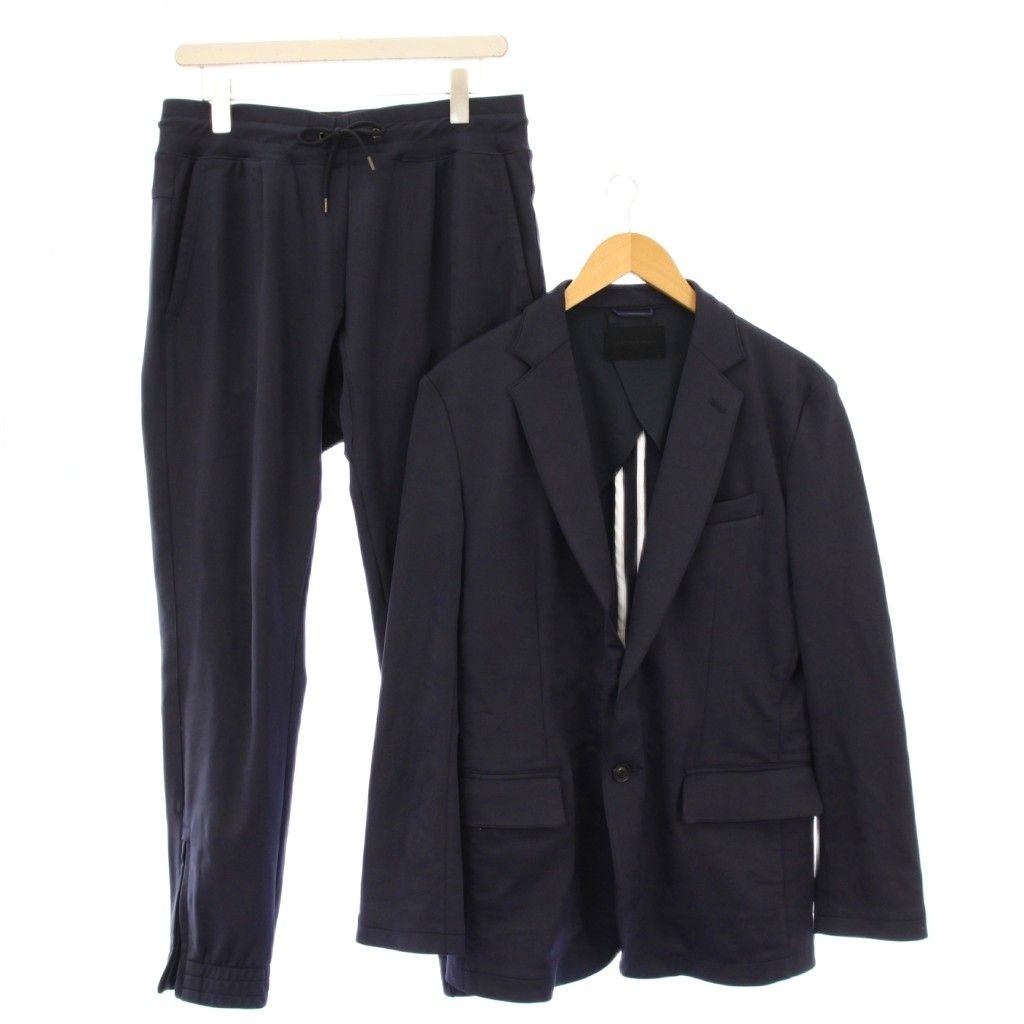 ジュンハシモト junhashimoto JERSEY JACKET ジャージージャケット セットアップ テーラード アウター シングル 背抜き テーパードパンツ イージー ウエストゴム ストレッチ 4 紺 ネイビー 1030000006 /BB