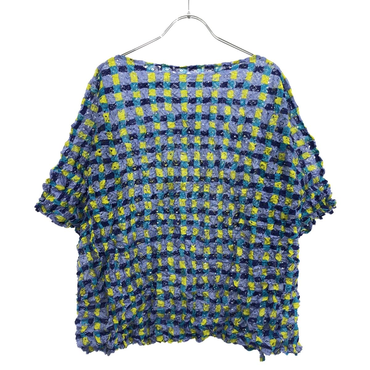 ISSEY MIYAKE me 半袖カットソー チェック柄 me ISSEY MIYAKE ミーイッセイ ミヤケ 25SS DRAWING CHECK LACE