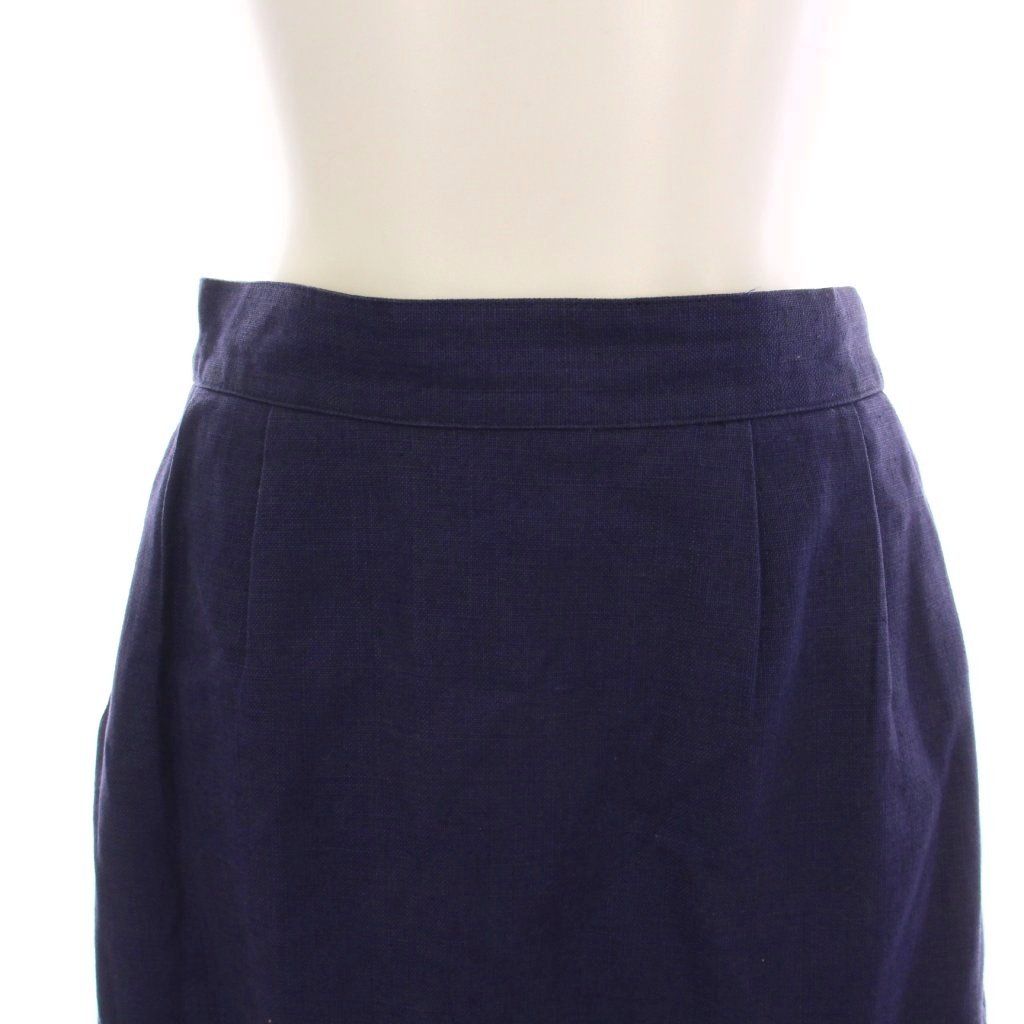 エルメス HERMES ラップスカート ひざ丈 タイト リネン 38 ネイビー