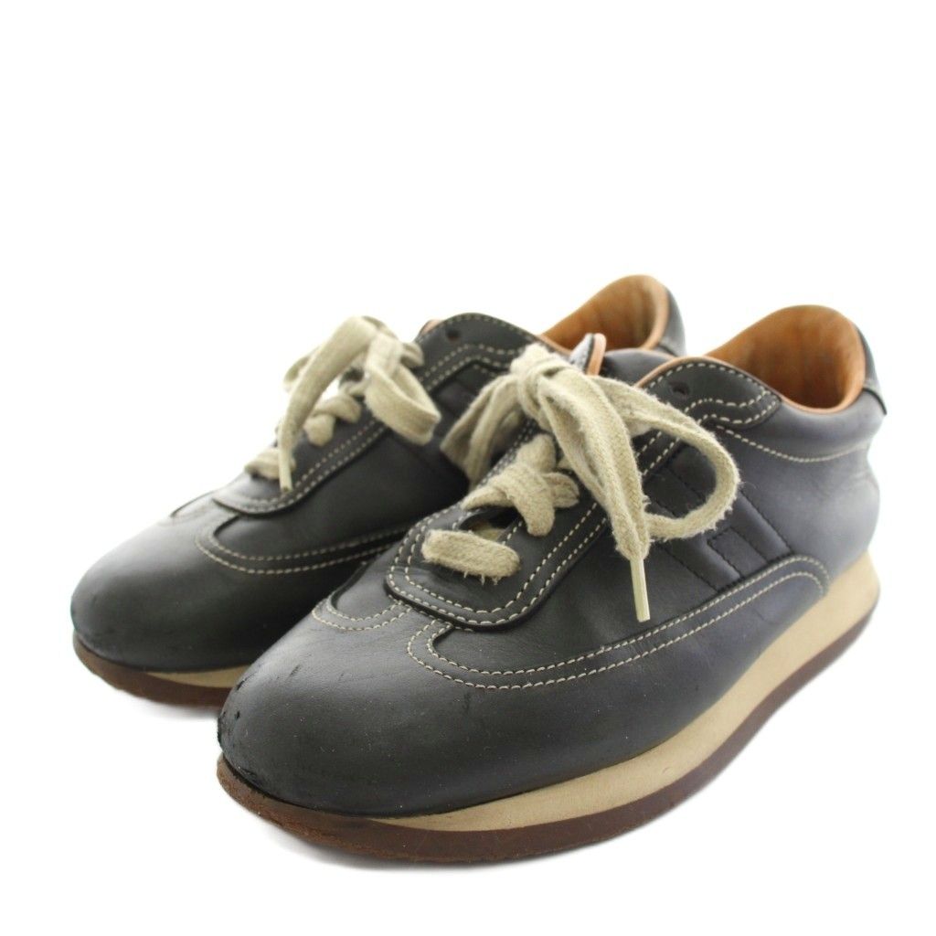 エルメス　HERMES (36) クイック　レザースニーカー　Hロゴ　黒 エルメス HERMES クイックレザースニーカー シューズ 36 黒 ブラック