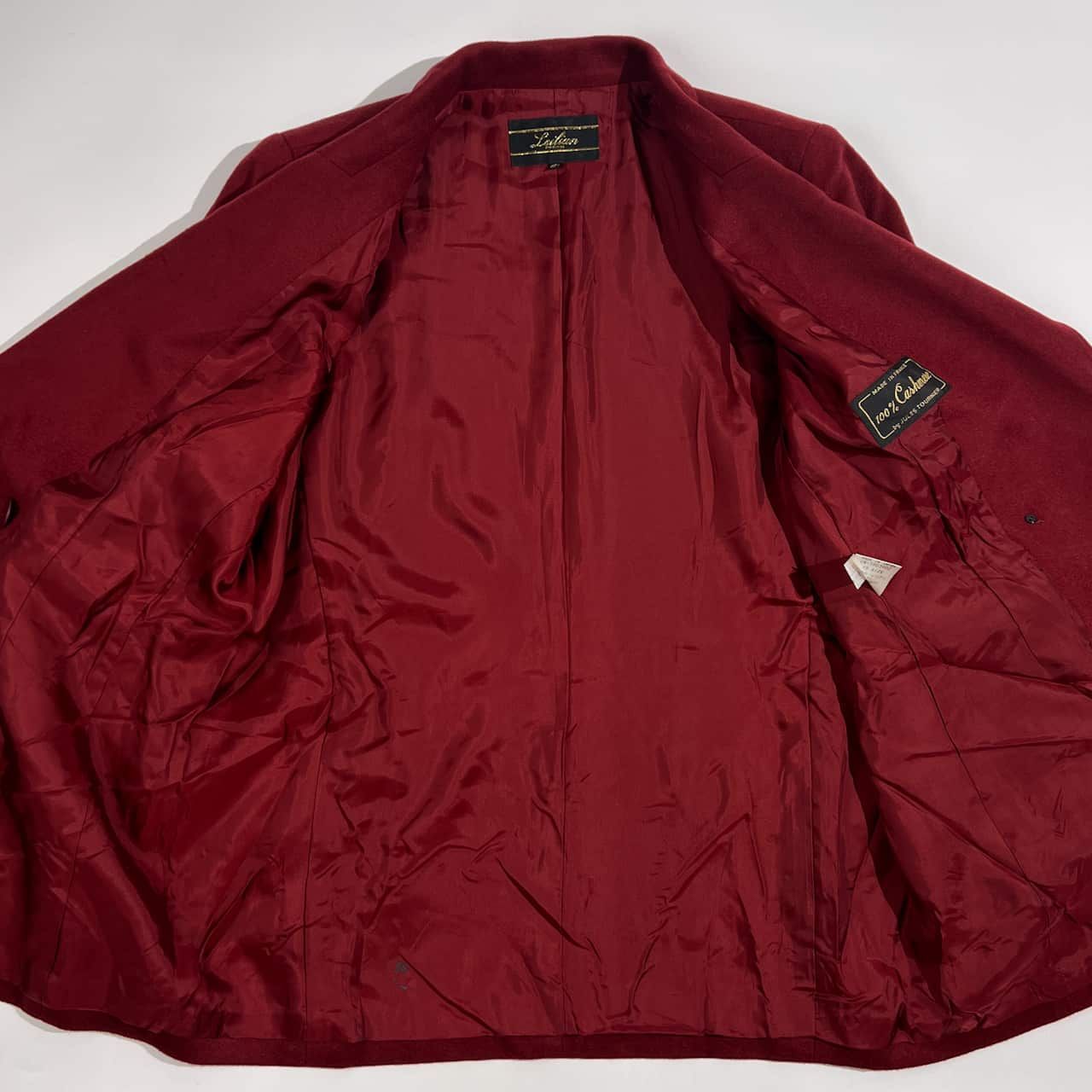 カシミヤ100% Leilian レリアン ダブル ジャケット 15＋/ワインレッド