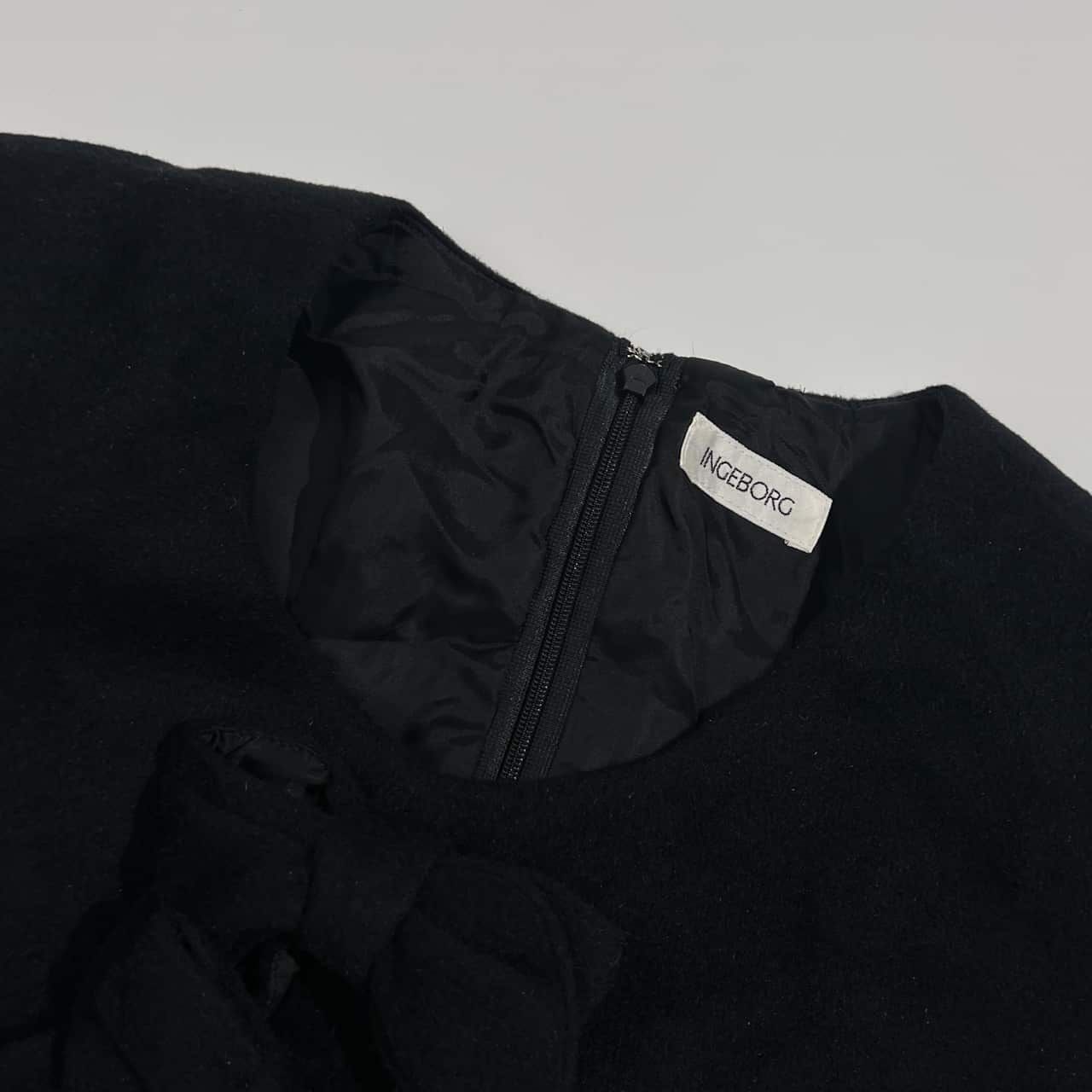 INGEBORG インゲボルグ アンゴラ混 リボン 半袖 ロング ワンピース