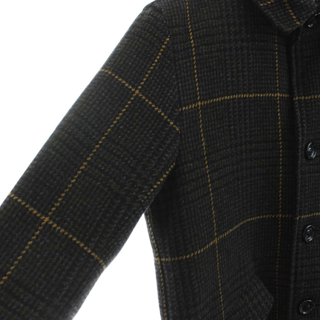 【中古】スロウガン SLOWGUN ステンカラーコート ミドル丈 チェック柄 ウール 1 黒 ブラック /KU メンズ スロウガン SLOWGUN ステンカラーコート ミドル丈 チェック柄 ウール 1