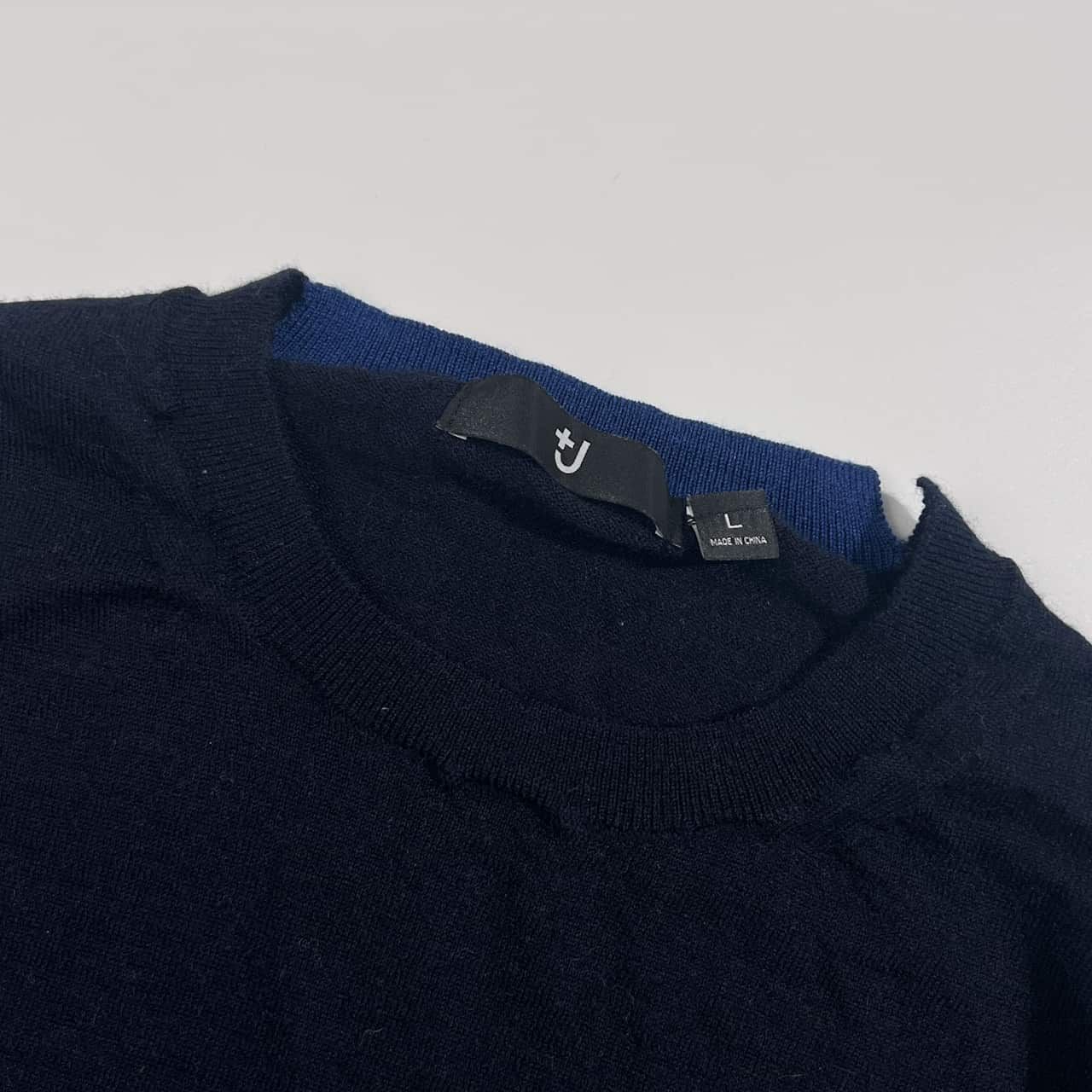 カシミヤ100% UNIQLO ＋J ユニクロ ニット セーター L/ネイビー 