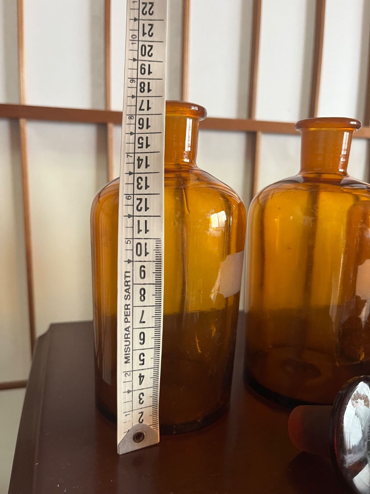 琥珀色 ガラス薬瓶 古道具 花瓶 レトロ アンティーク保存容器 【公式通販】