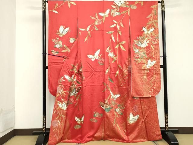 平和屋着物●豪華振袖　鳳凰器物吉祥花蝶文　金彩　正絹　逸品　CABA6257yc 平和屋着物○豪華振袖 鳳凰器物吉祥花蝶文 金彩 正絹 逸品 CABA6257yc