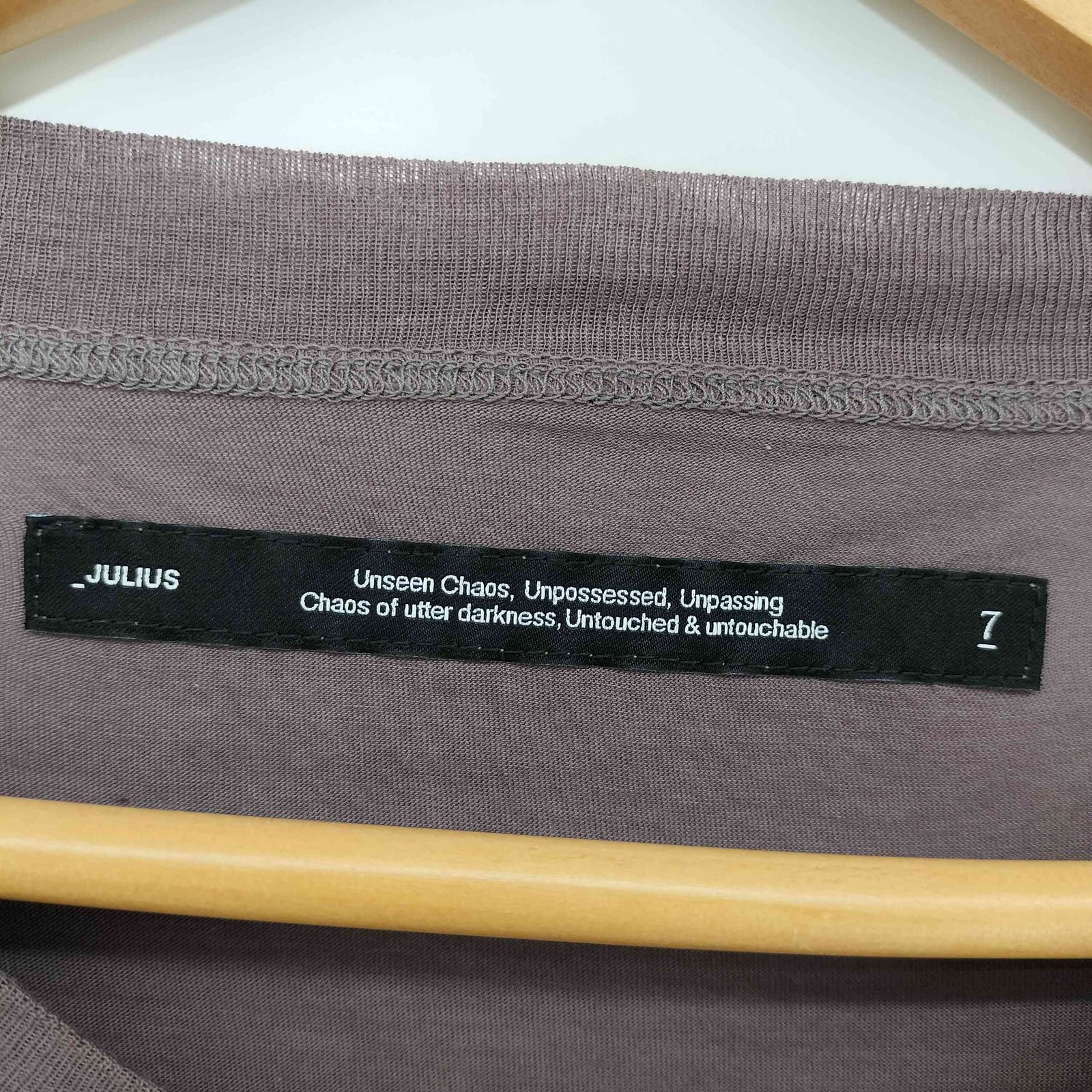 ユリウス JULIUS 25FW CUPRO/COTTON JERSEY ASH PURPLE メンズ JPN：2