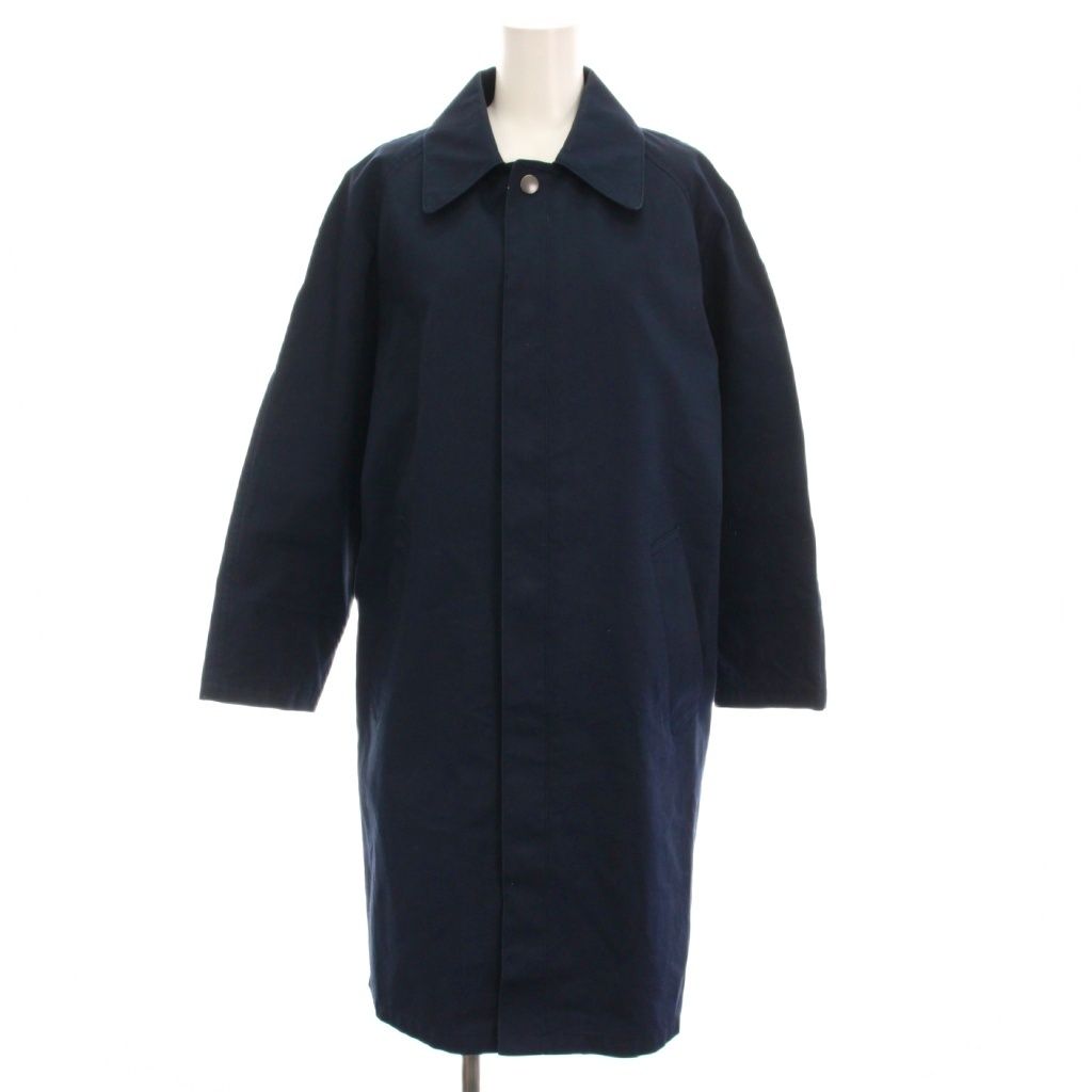 【中古】トリココムデギャルソン 19SS ステンカラーコート ロング ジップアップ 裏地チェック M 紺 ネイビー トリココムデギャルソン tricot COMME des GARCONS 19SS ステンカラー