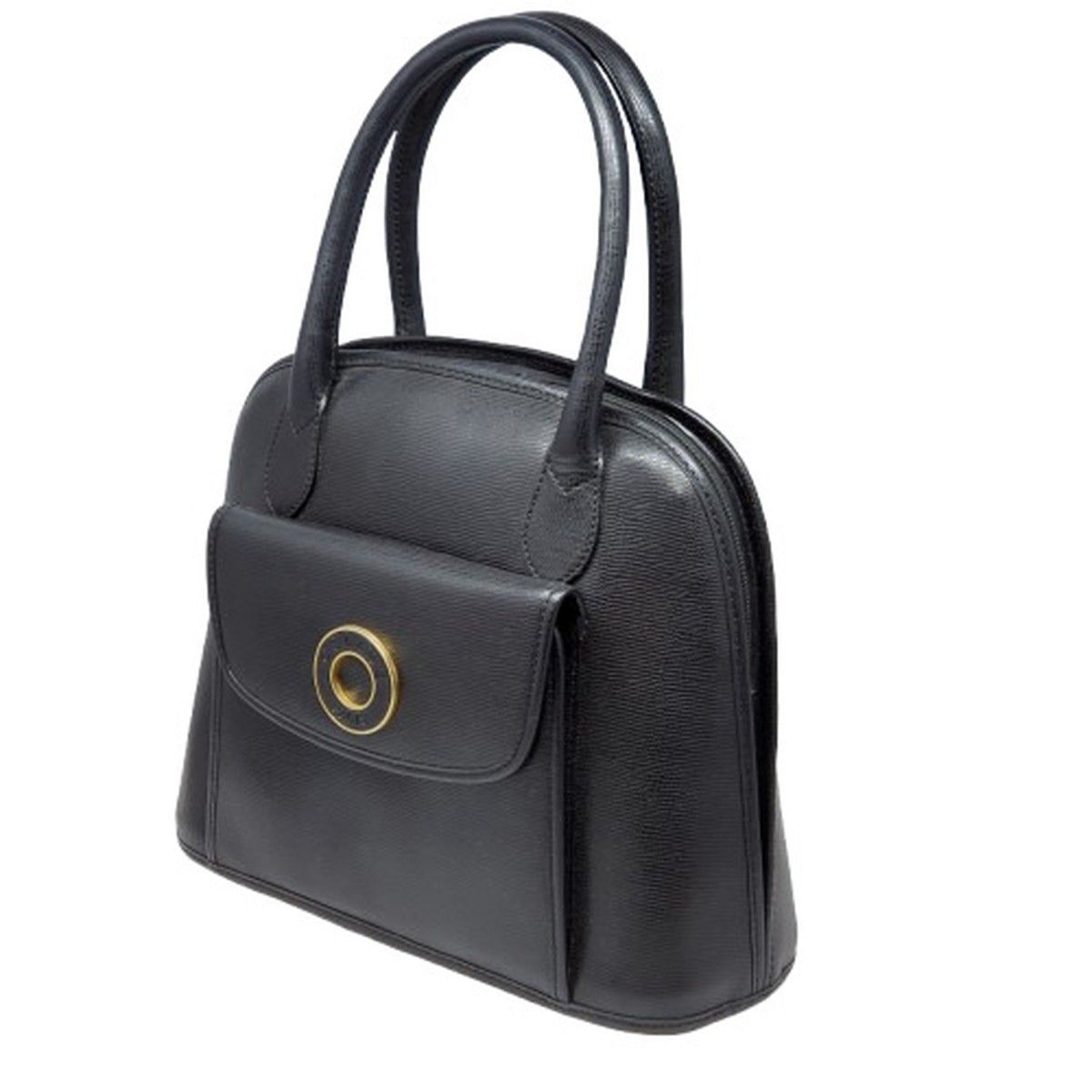 【美品】セリーヌ　ハンドバッグ　2way　サークル　シルバー金具　レザー　黒色 CELINE セリーヌ 2WAYハンドバッグ サークル PVC ゴールド金具