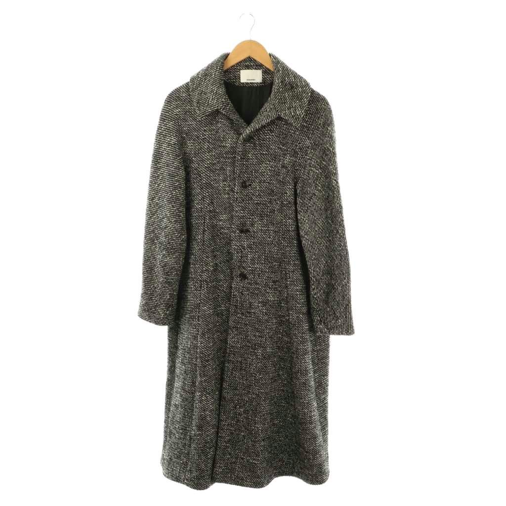 エムティーモデリスト mtmodelist ツイード コート アウター ウール混 1 黒 白 グレー NR OS