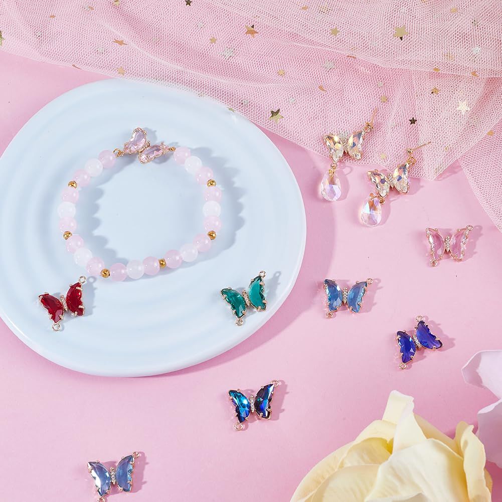 SUNNYCLUE 16個8色 22mm 蝶 チャーム キラキラ ラインストーン