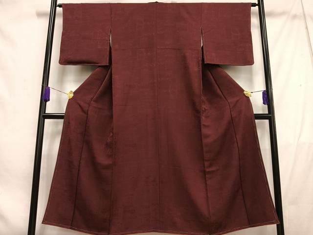 平和屋着物 上質な色無地 草花地紋 葡萄茶色 やまと誂製 正絹 逸品