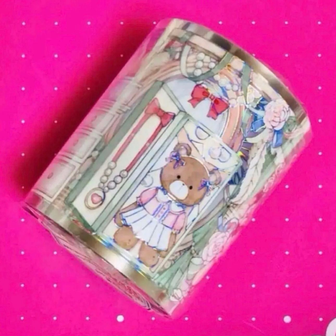 镭射银 6 cm 10 m 她的梳妆台 海外マスキングテープ 海外マステ クマ メイク道具化粧台