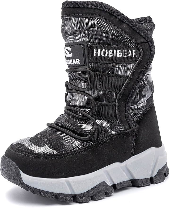 くもにせ(kumonice) スノーブーツ キッズ 男の子 スノーシューズ 女の子 長靴 ジュニア 子供 防水 防寒 雪遊び 雪用 冬 ウインターブーツ (ブラック，  18.0 cm 2.5E)