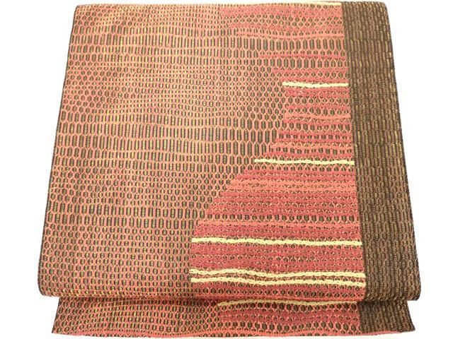 平和屋着物◎都喜ヱ門 本場大島紬 全通柄袋帯 幾何学文様 藤絹織物謹製