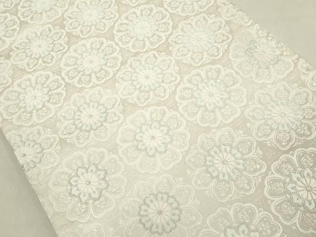 平和屋着物◎六通柄袋帯 花尽くし 逸裳苑 あけみ錦 銀糸 正絹 逸品