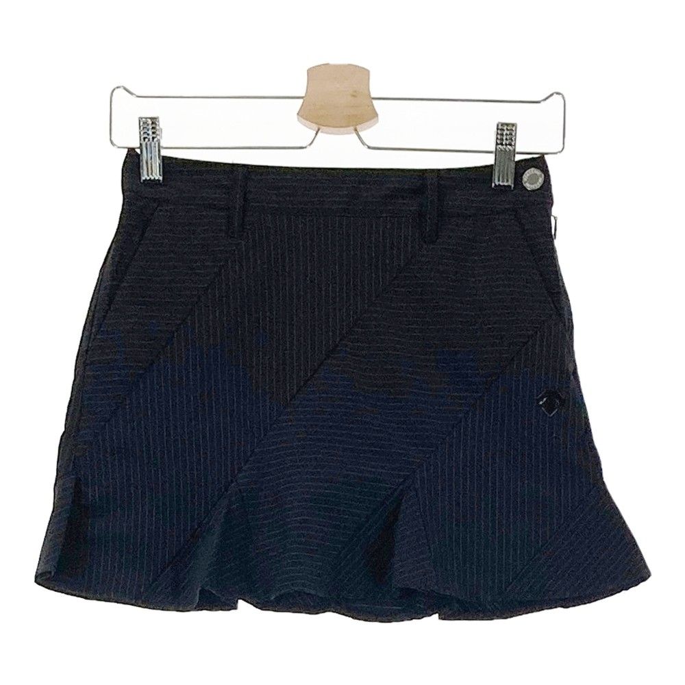 サイズ SS GOLF デサントゴルフ モデル インナー付き ストレッチスカート ストライプ ボーダー 切替柄 ブラック系 ゴルフウェア レディース ストスト