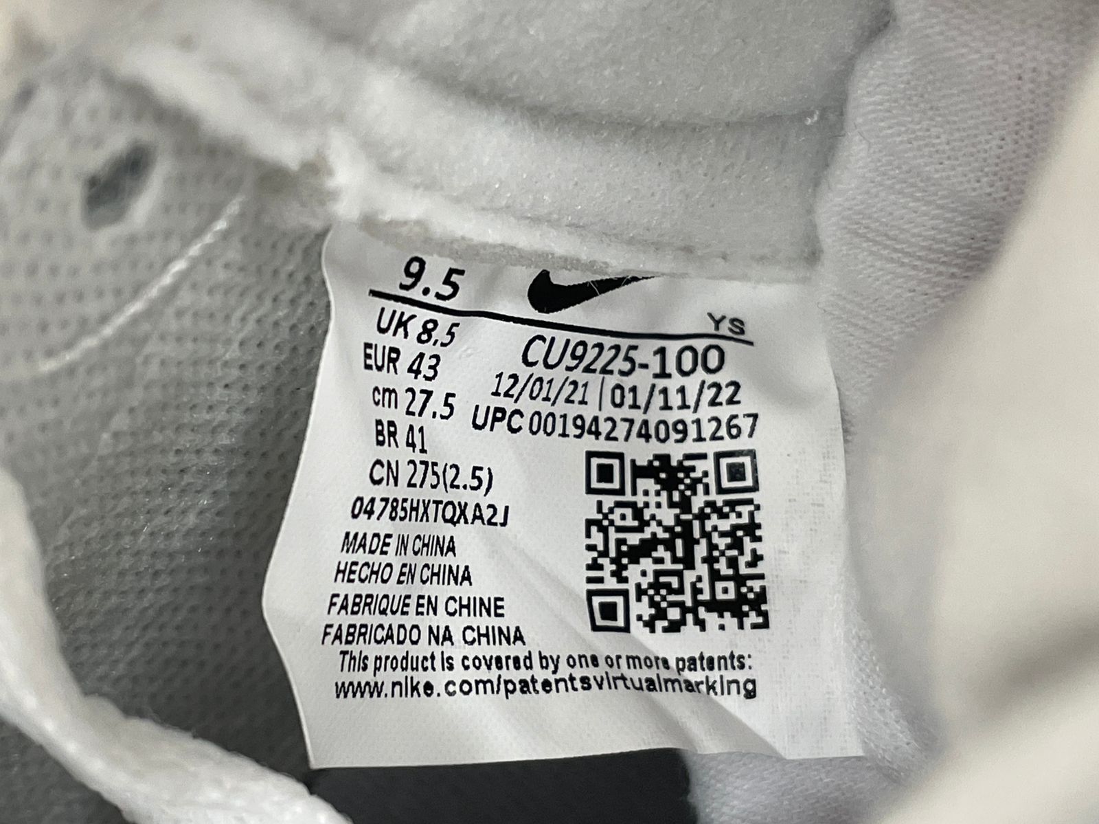  NIKE ナイキ Supreme Air Force 1 Low エアフォースワン ローカットスニーカー シュプリーム CU 9225 100 US 9 5 27 cm ホワイト メンズ 045 スニーカー 靴