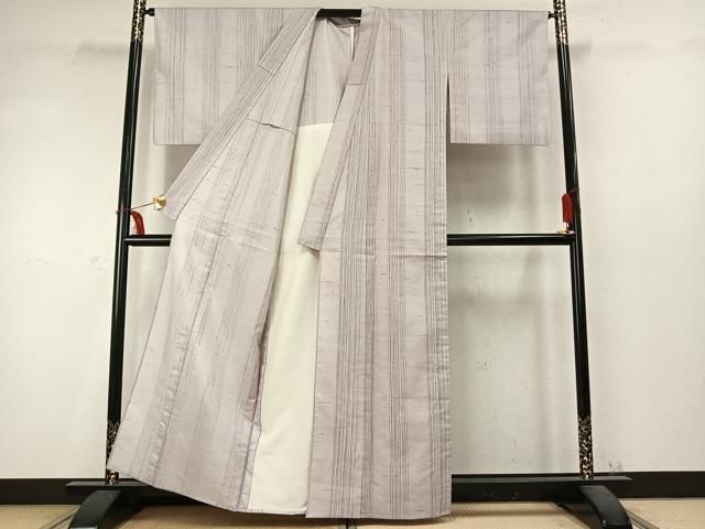 平和屋着物▽石川県指定無形文化財 牛首紬 白山工房 手織り 単衣 間道