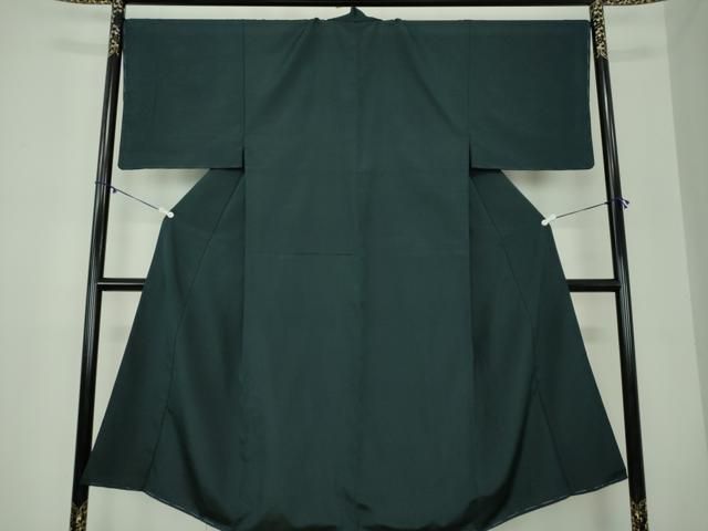 平和屋着物 男性 紬 アンサンブル 万筋 黒色 濃紺色 正絹 ps