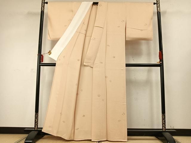 平和屋着物▽上質な小紋 単衣 作家物 草花文 正絹 逸品 AABD0380fy