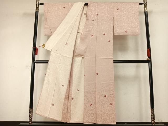 平和屋着物▽上質な小紋　単衣　舞葉文　正絹　逸品　AABD0382fy 平和屋着物▽上質な小紋 単衣 舞葉文 正絹 逸品 AABD0382fy