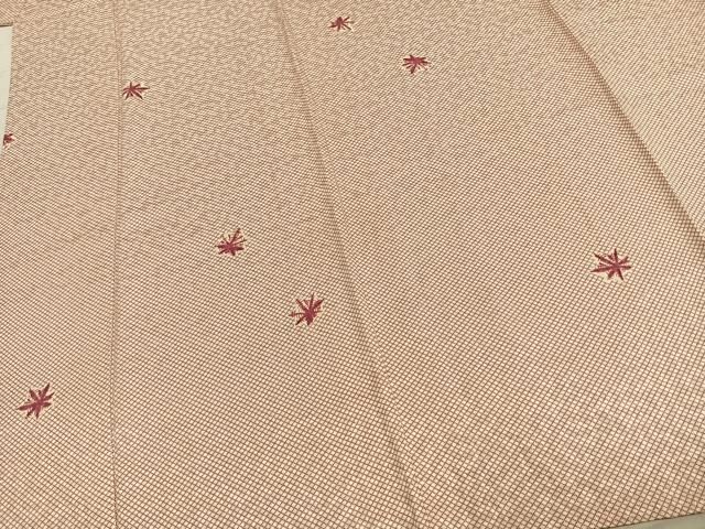 平和屋着物▽上質な小紋 単衣 舞葉文 正絹 逸品 AABD0382fy