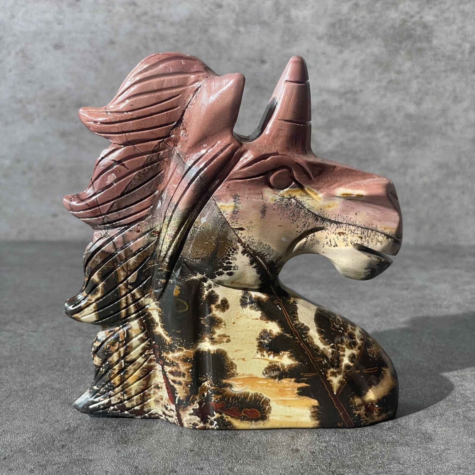  Picture Jasper ピクチャージャスパー Unicorn ユニコーン 天然石 パワーストーン 鉱物 gem stone 木製小物 置物 インテリア小物
