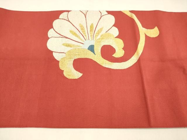 平和屋着物○爪掻き本綴れ 八寸名古屋帯 更紗花文 金銀糸 正絹 逸品