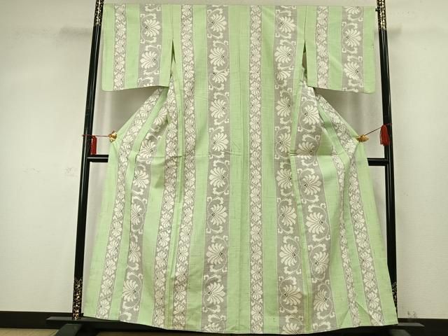 平和屋着物▽上質な紬 単衣 市松文様 正絹 逸品 AABA7654fy