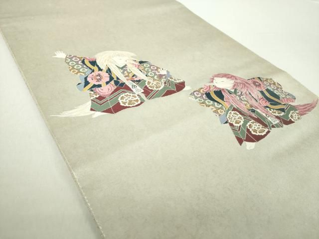 平和屋着物 加賀友禅の巨匠 初代 由水十久 西陣 長嶋成織物 ながしま帯 太鼓柄袋帯 連獅子 瀞金錦 銀糸 引箔 正絹 ps