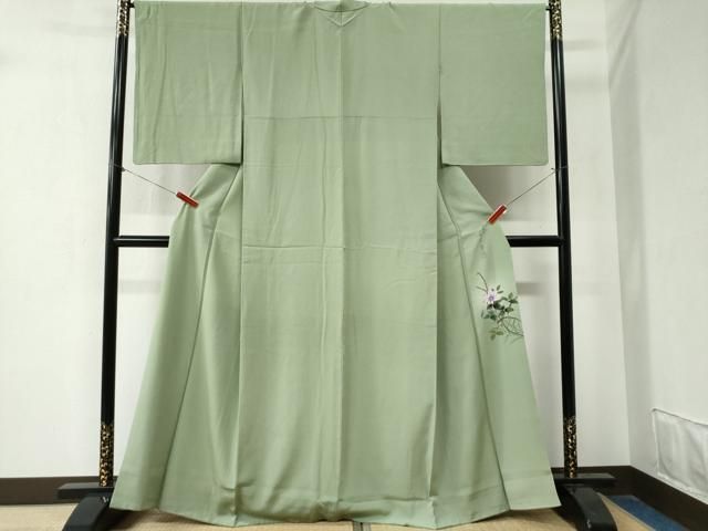 平和屋着物 二代目清次郎監修 手描き 色無地 柳染色 正絹 yc