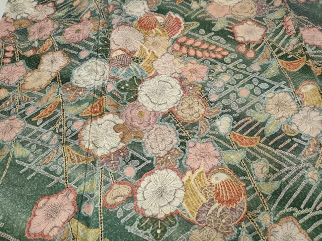 平和屋着物●訪問着　絞り　辻が花　立波鴛鴦文　暈し染め　金彩　正絹　逸品　CABA8295ut 平和屋着物○訪問着 絞り 辻が花 立波鴛鴦文 暈し染め 金彩 正絹 逸品