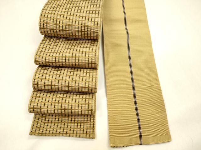 平和屋着物 男性 本場筑前博多織 角帯 格子 正絹 cm