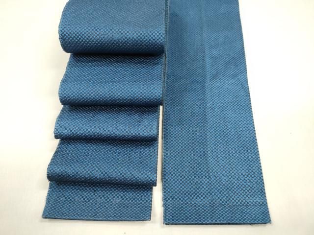 平和屋着物○男性 本場筑前博多織 角帯 深縹色 正絹 逸品 DABA0412cm