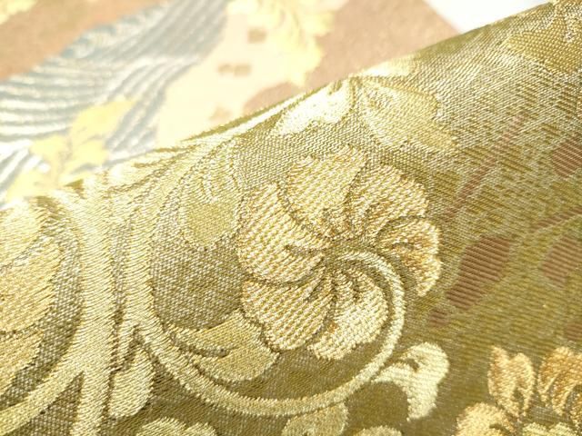 平和屋着物○西陣 川島織物 六通柄 本袋帯 花唐草文 金銀糸 正絹 逸品