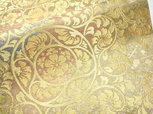 平和屋着物○西陣 川島織物 六通柄 本袋帯 花唐草文 金銀糸 正絹 逸品