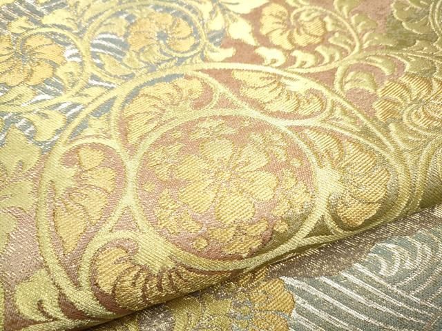 平和屋着物○西陣 川島織物 六通柄 本袋帯 花唐草文 金銀糸 正絹 逸品