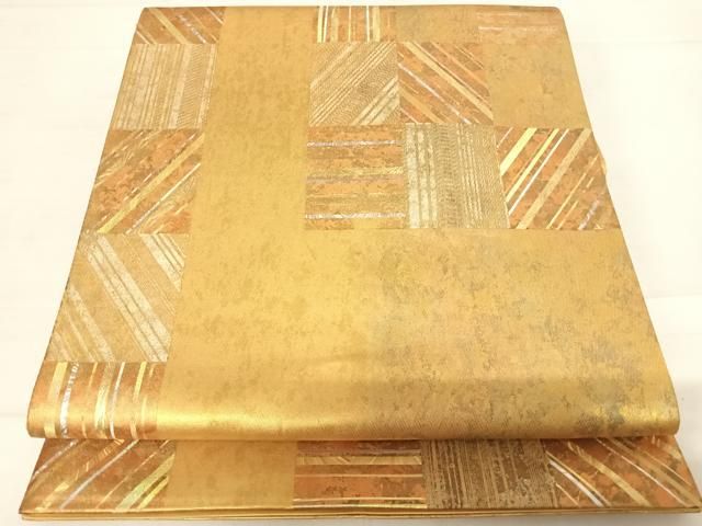 平和屋着物 金彩友禅作家 金彩の魔術師 堀省平 金煌織 省平美術 太鼓柄袋帯 幾何学市松文 引箔 正絹 yx