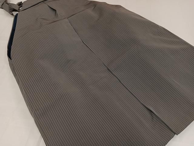 平和屋着物○男性 行灯袴 十五代目 馬下助左衛門 縞 正絹 逸品