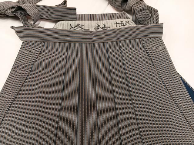 平和屋着物○男性 行灯袴 十五代目 馬下助左衛門 縞 正絹 逸品