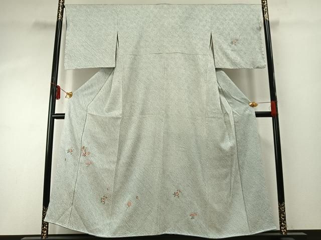 平和屋着物○訪問着 総絞り 刺繍 草花文 金糸 正絹 逸品 未使用