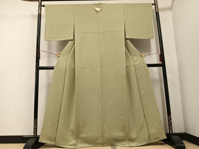 平和屋着物 上質な色無地 舞葉地紋 利休茶色 正絹 ph