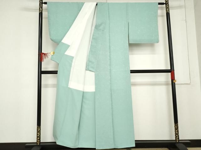  平和屋着物 上質な色無地 立波地紋 白藍色 正絹 cs 色無地 着物