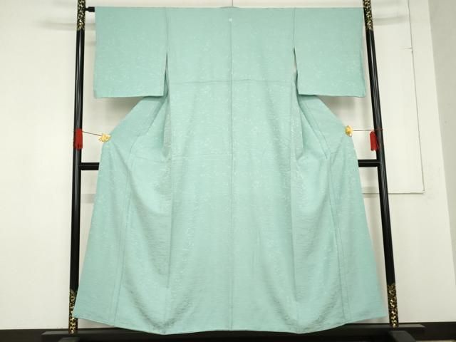 平和屋着物 上質な色無地 立波地紋 白藍色 正絹 cs